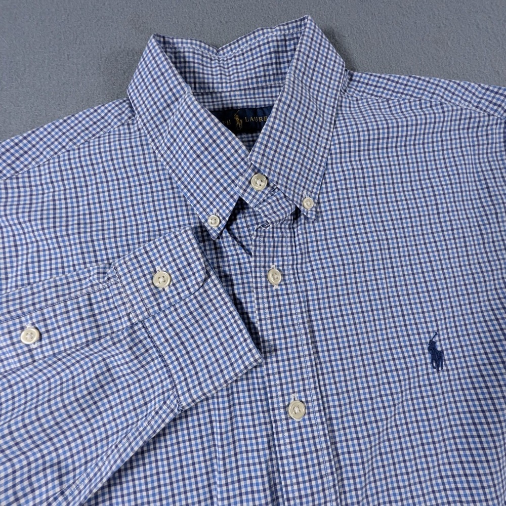 Ralph Lauren Mens Button Down Shirt Size Large Gingham Plaid Long Sleeve